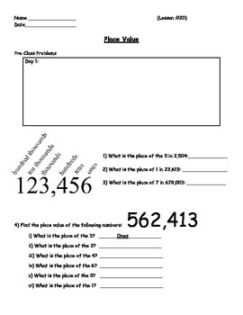 Preview of FREE - PLACE VALUE Worksheet - FREE