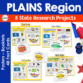 Preview of PLAINS REGION -8 US States Research Projects - US State History & Symbols