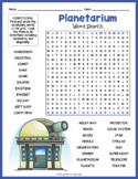 PLANETARIUM FIELD TRIP Word Search Puzzle Worksheet Activity