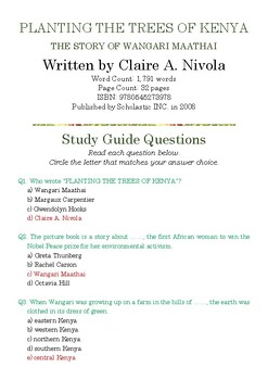 Preview of PLANTING THE TREES OF KENYA by Claire A. Nivola; Multiple-Choice Study Guide w/A