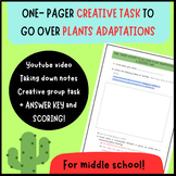 PLANTS ADAPTATIONS: One- pager creative activity + Answer Key