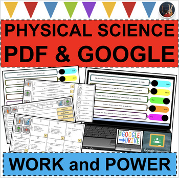 Preview of WORK and POWER Physical Science Task Cards Activities (PDF & DIGITAL)