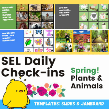 Preview of PLANTS TREES ANIMALS | 19 SPRING SEL Checkins | How are you? Writing Prompts
