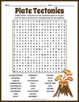 Preview of PLATE TECTONICS Word Search Puzzle Worksheet Activity - 4th,5th,6th,7th Grade