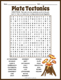PLATE TECTONICS Word Search Puzzle Worksheet Activity - 4t