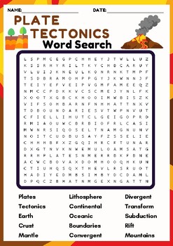 Preview of PLATE TECTONICS Word search puzzle worksheet activity