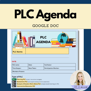 Preview of PLC Meeting Agenda and Notes Editable Digital Template