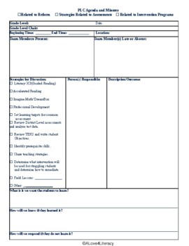 Preview of PLC Agenda and Minutes Template