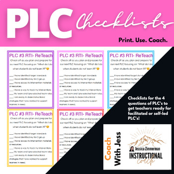 Preview of PLC Checklists for Questions 1-4: Preparing for PLC's