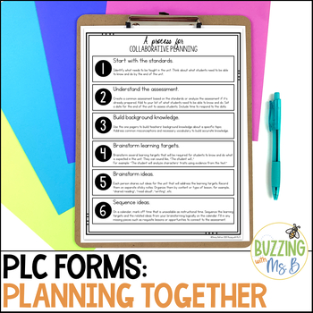 Preview of PLC Meeting Agenda & Forms for Planning Together