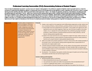 Preview of Professional Learning Community (PLC) Demonstrating Evidence of Student Progress