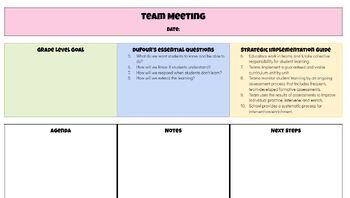 Preview of PLC/Team Meeting Agenda Template