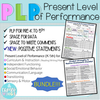 Preview of Pre-K to 5th PLP (Present Level of Performance) for IEPs BUNDLE!!!!!!