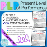K-1st PLP (Present Level of Performance) Checklist for IEP
