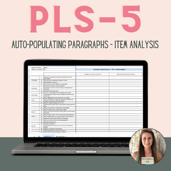 Preview of PLS-5 Auto-populating Paragraphs - Item Analysis