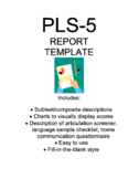 Preschool Language Scales PLS-5 Evaluation Template with V