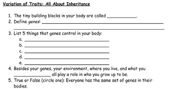 Preview of PLTW Guided Notes - Variation of Traits 3.3