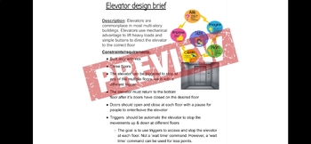 Preview of PLTW Vex elevator design brief and rubric