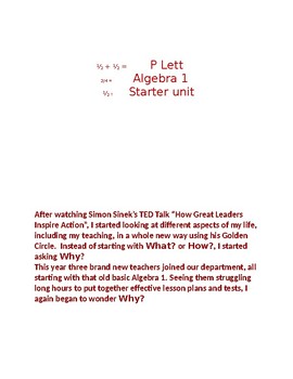 Preview of P Lett's Algebra 1 Before School Starts Unit