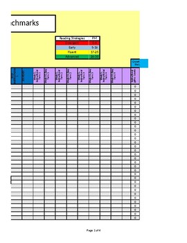 Preview of PM Benchmark Reading Level Recording Sheet