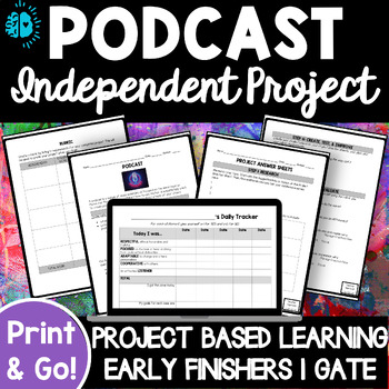 Preview of PODCAST INDEPENDENT PROJECT Based Learning Anchor Podcast Genius Hour NO PREP