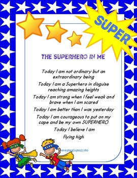 POEM - SUPERHEROES X2 INSPIRING colour and black and white | TpT