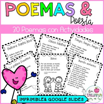 Preview of Spanish Poems and Poetry Worksheets | Poemas y Poesías