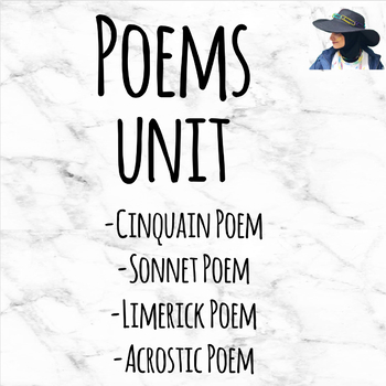 Preview of Poems Unit (Cinquain, Sonnet, Limerick, Acrostic)