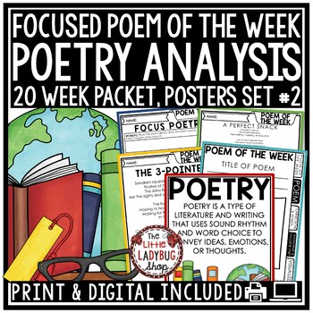 Preview of Poem of the Week Poetry Month Unit Reading Comprehension Passage and Question