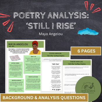 Preview of POETRY ANALYSIS: Maya Angelou 'Still I Rise"