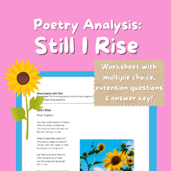 Preview of POETRY ANALYSIS: STILL I RISE BY MAYA ANGELOU (POEM & ANALYSIS QUESTIONS)