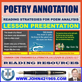 Preview of POETRY ANNOTATION LESSON PRESENTATION