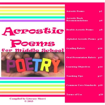 Preview of POETRY: Acrostic Poems, Analysis, and Writing Activities