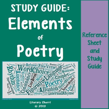 Preview of POETRY: Elements of Poetry Reference Sheet, Study Guide, and Review