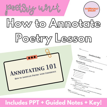Preview of POETRY: How to Annotate Poetry Lesson (Powerpoint + Guided Notes + Key!)