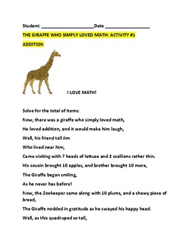 Preview of POETRY & MATH: THE GIRAFFE WHO SIMPLY LOVED MATH: SET OF 2/ GRS 3-6