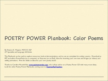 Preview of POETRY POWER Planbook #2:  Color Poems