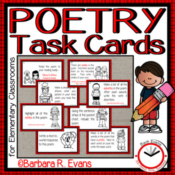Preview of POETRY TASK CARDS Poetry Elements Figurative Language