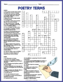 (6th, 7t, 8th, 9th Grade) POETRY TERMS Crossword Puzzle Wo