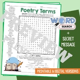 POETRY TERMS Word Search Puzzle Vocabulary Activity Worksheet