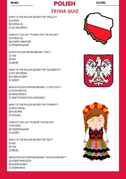 Preview of POLAND POLISH Language Trivia Quiz Activity