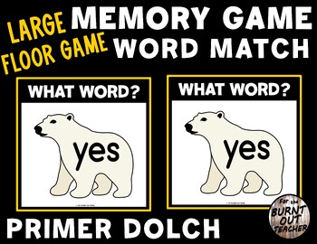 Preview of LARGE FLOOR MEMORY MATCH GAME PRIMER DOLCH SIGHT WORDS WORD MATCHING