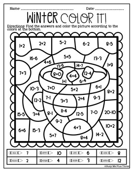 Hot Cocoa Color by Number Activity NO PREP Fun for Winter | TpT