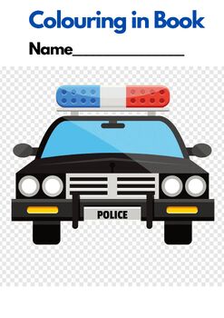 Preview of POLICE CARS images, COLOURING in Book (20 pages), UK spelling
