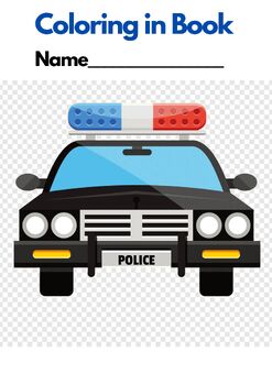 Preview of POLICE CARS images, COLORING in Book (20 pages), US spelling