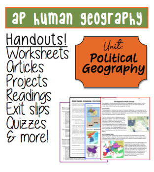 Preview of POLITICAL GEOGRAPHY Worksheets, Test Included, 19 pages!
