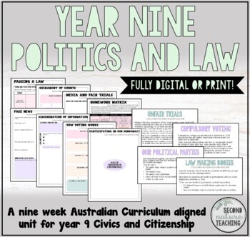 Preview of YEAR 9 POLITICS AND LAW - PRINT OR DIGITAL FULL UNIT (AUSTRALIAN CURRICULUM)