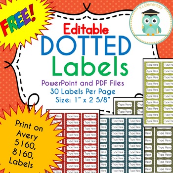 Preview of POLKA DOT Labels Classroom Notebook Folder Name Tags (Editable)