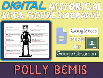 Preview of POLLY BEMIS Digital Stick Figure Biography for California History