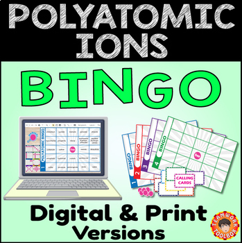 Preview of POLYATOMIC IONS BINGO ~Digital & Print Versions~
